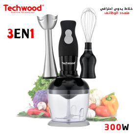 Techwood Set 3en1 Mixeur Plongeur et Fouet et Hachoir 2 Vitesses 300w TMS-8365/66/60