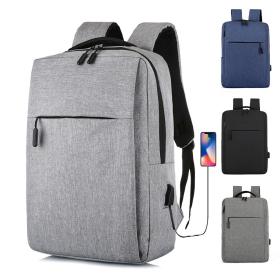 Sac à dos Tissu Oxford avec Emplacement Ordinateur Portable USB - Gris
